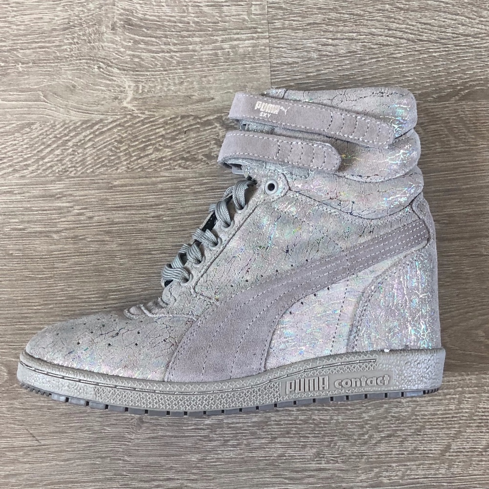Puma Sky Wedge Iri Suede Womens Platform Sneakers